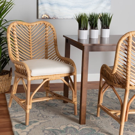 Arween Modern Bohemian Natural Brown Rattan Dining Chair